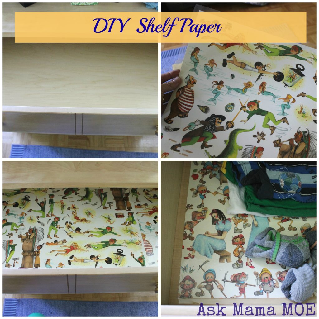 DIY shelf paper collage